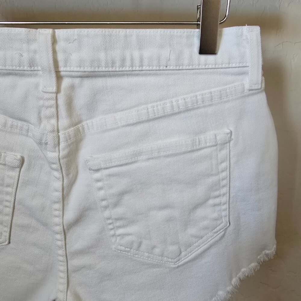 L'AGENCE Zoe White Frayed Cutoff Denim Shorts Size 27 Stretchy High Rise - Picture 10 of 15